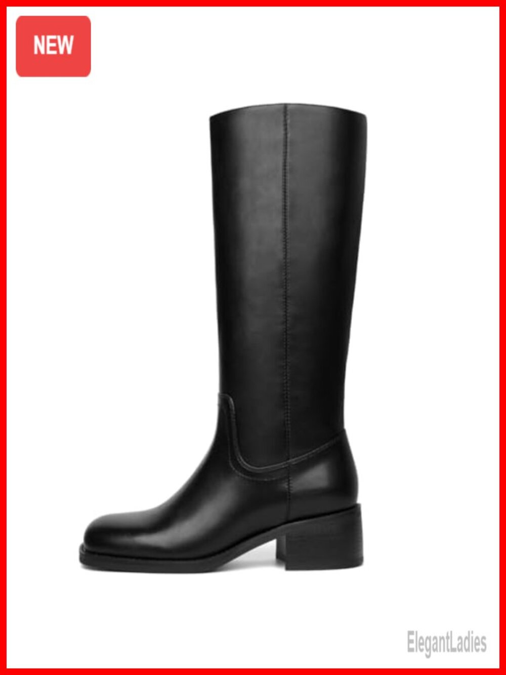Women's Knee High Square Toe Chunky Block Heel Pull On Riding Boots